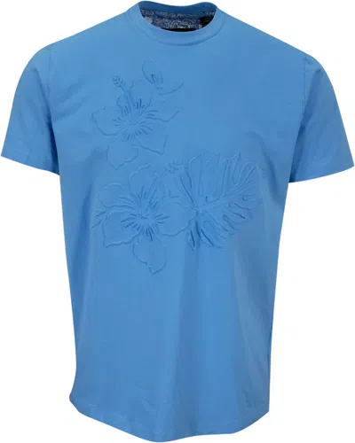 Lords Of Harlech Men's Carson Embossed Floral Tee - Blue