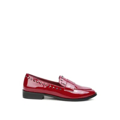 Rag & Co Emilia Burgundy Patent Stud Penny Loafers In Red
