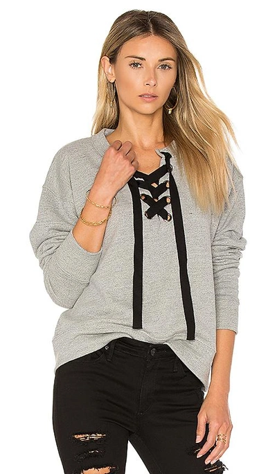 Black Orchid Lace Up Sweatshirt In Grey