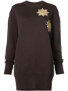 VERA WANG METALLIC PATCHES LOOSE-FIT JUMPER,R417K0712320085