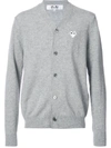 Comme Des Garçons Play White Heart Wool Cardigan In Grey