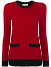 GUCCI GUCCI CREW NECK CASHMERE JUMPER WITH FRONT POCKETS - RED,494066X9G0712349502