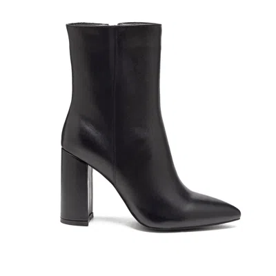 Rag & Co Margen Ankle High Pointed Toe Block Heeled Boot In Black