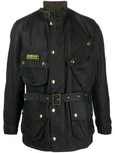 Barbour International International Wax Jacket In Black