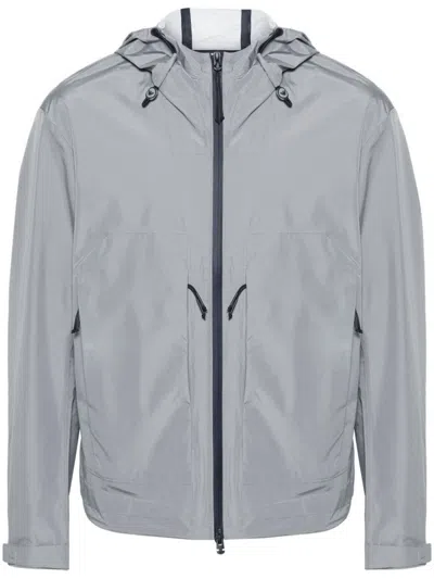 Ea7 Emporio Armani Hooded Zipped Jacket In Gray