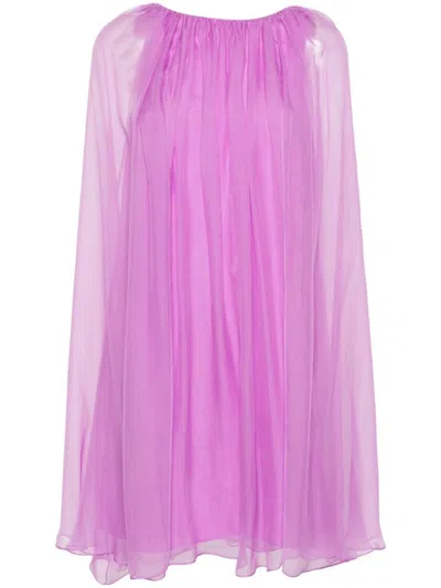 Max Mara Pianoforte Silk Midi Dress In Purple