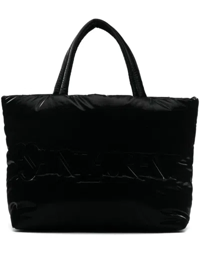 Saint Laurent Debossed-logo Tote Shoulder Bag In Black
