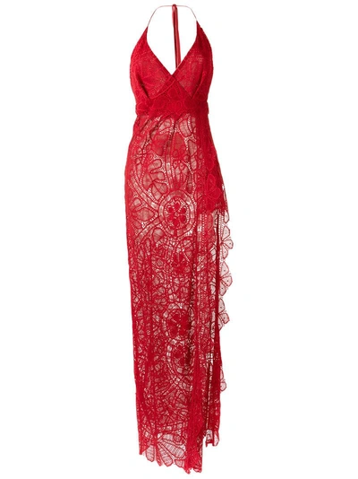 Martha Medeiros Lace Gown In Red