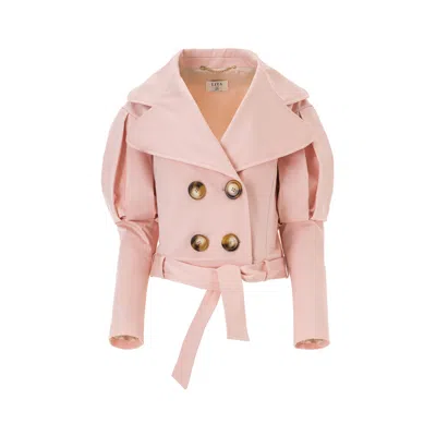 Lita Couture Statement Jacket With Oversized Lapels In  Pink In Rose Gold