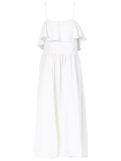 Adriana Degreas Linen And Silk-blend Midi Dress In White
