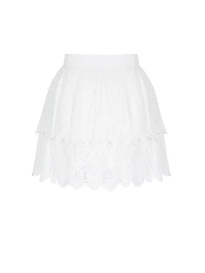 Nocturne Eyelet Mini Skirt In White