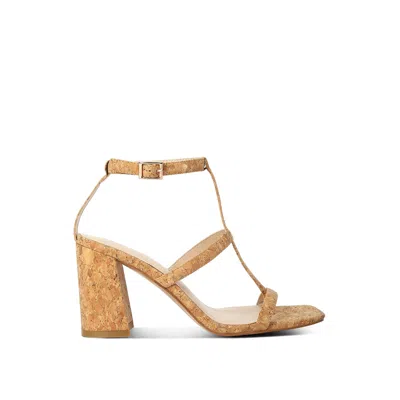 Rag & Co Mirabella Open Square Toe Block Heel Sandals In Natural In Gold