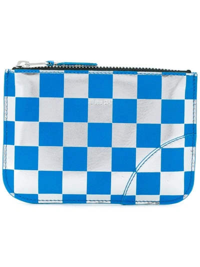 Comme Des Garçons Play Checked Purse In Blue