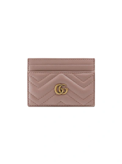 Gucci Gg Marmont Matelasse Card Case In 5729 Pink