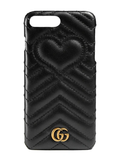 Gucci Gg Marmont Quilted Leather Iphone 7 Plus Case In Black