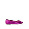 Rag & Co Pie-tribe Metallic Bow Ballerinas In Fuchsia In Pink/purple