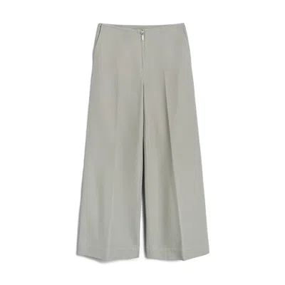 Totême Zip-front Wide Leg Cropped Trousers In Dove