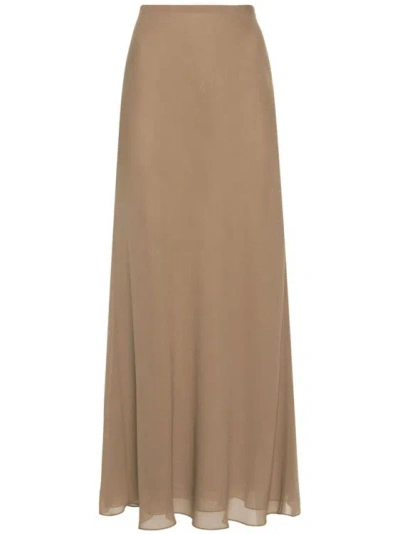 Khaite Mauva Silk Maxi Skirt In Brown