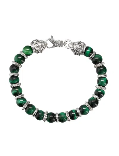 Emanuele Bicocchi Tiger Eye Beaded Bracelet In Green