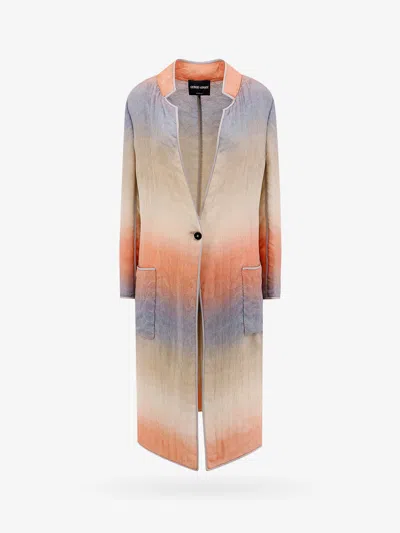 Giorgio Armani Silk Degrade Ombre Maxi Coat In Multicolor