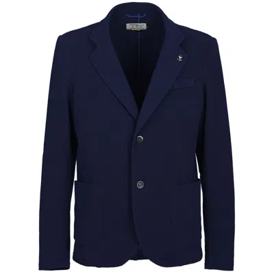 Fred Mello Chic Blue Cotton Blend Jacket For Men In Red