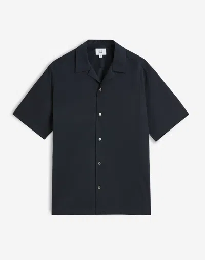 Dunhill Cotton Pique Jersey Short Sleeve Lounge Shirt In Black