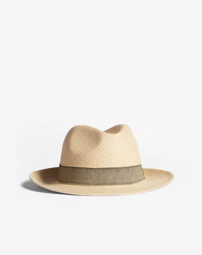 Dunhill Straw Panama Hat In Beige