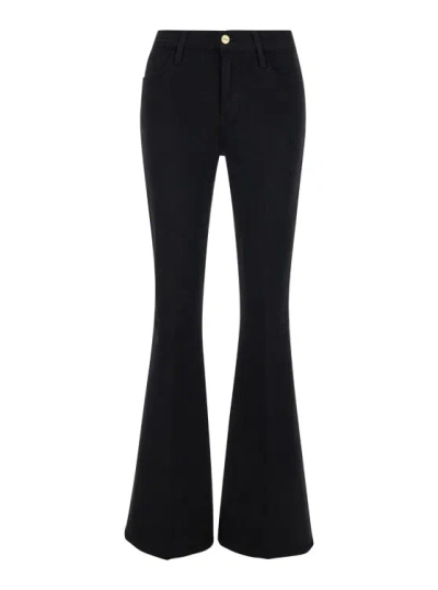 Frame 'le High Flare' Black Jeans With Flared Bottom In Denim Woman