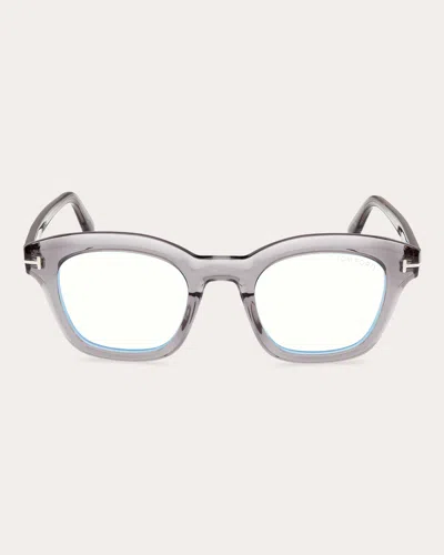 Tom Ford Transparent Gray Ft5961 Square Blue Light Glasses