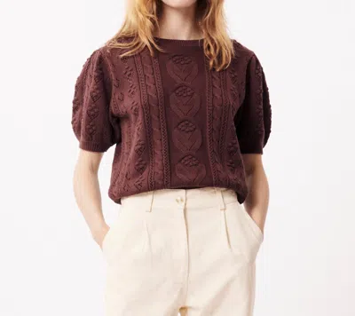 Frnch Clare Knit Sweater In Chocolate In Gold