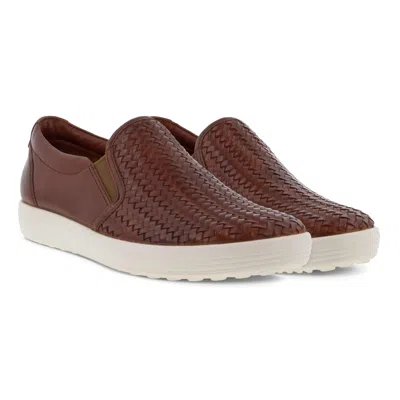 Ecco Women's Slip-on Weave Loafers In Cognac In Green