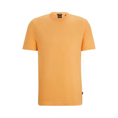 Hugo Boss Regular-fit T-shirt In Structured Mercerized Cotton In Orange