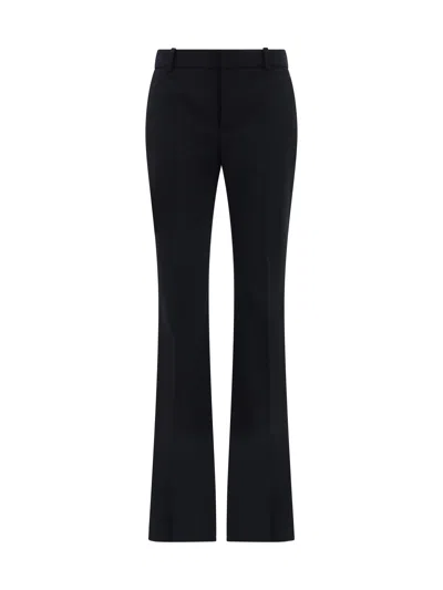 Saint Laurent Cotton-drill Straight-leg Pants In Black
