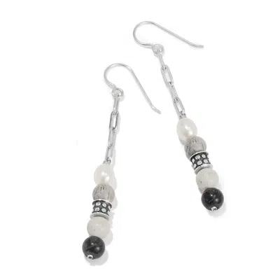 Brighton Pebble Luna French Wire Earrings In Black/ Silver In White