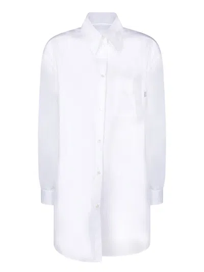 Moschino Stretch Cotton Poplin Back Logo Shirt In White