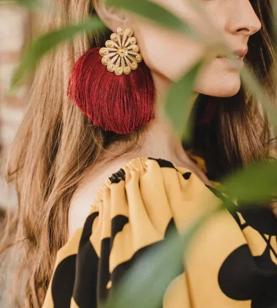 Yajaira Ramírez Jewelry Pineapple Filgree Earrings In Coral In Burgundy