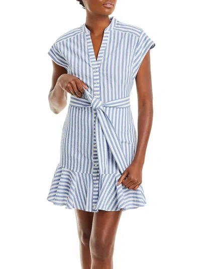 Veronica Beard Womens Short Striped Mini Dress In Blue