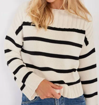 Not Monday Madison Stripe Pullover Sweater In Ivory Stripe In Multi