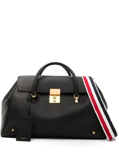 Thom Browne Soft Mr. Thom Luggage Bag Withrwb Shoulder Strap In Soft Pebble Grain Leather Bags In Black