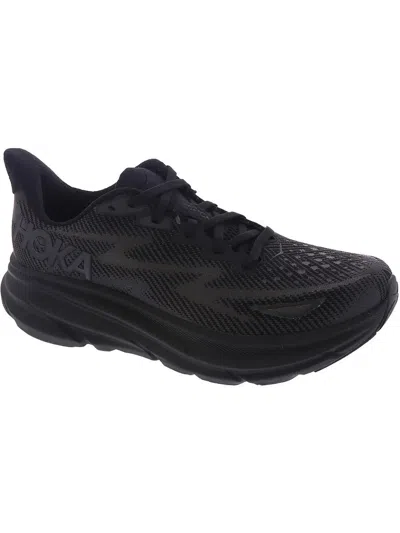 Hoka One One Clifton 9 Womens Fitness Round Toe Casual And Fashion Sneakers In Black