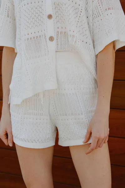 Miou Muse Crochet Shorts In White