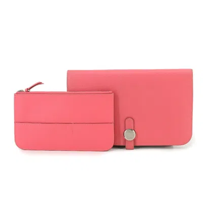 Hermes Dogon Gm Leather Wallet () In Pink