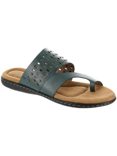 Array Catalina Womens Leather Studded Slide Sandals In Blue