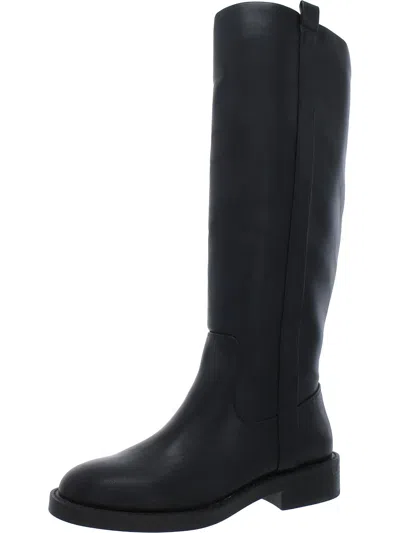 Dolce Vita Pennie Womens Faux Leather Round Toe Knee-high Boots In Black