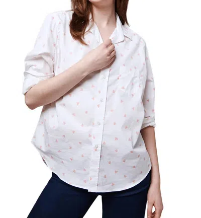 Frank & Eileen Eileen Relaxed Button-up Shirt In Pink Messy Hearts In Multi