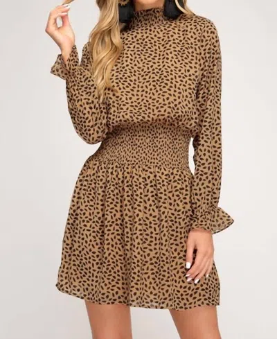 She + Sky Leopard Dress In Brown Leopard In Yellow