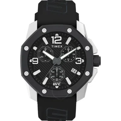 Timex Ufc Men's Quartz Icon Silicone Black Watch, 45mm In Silver Tone/black
