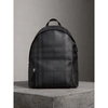 BURBERRY Leather Trim London Check Backpack,40568911