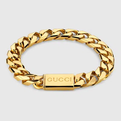 Gucci Chain Bracelet With Script Tag In Gold