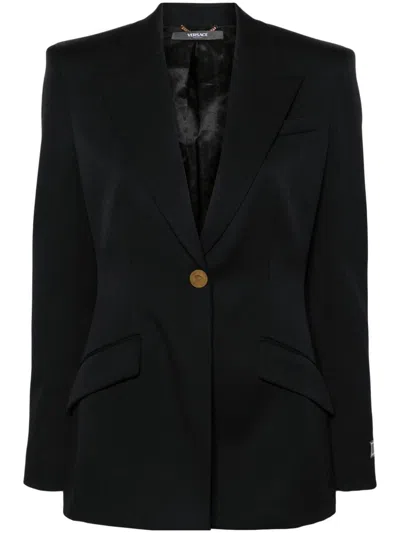Versace Jacket In Stretch Wool Fabric Clothing In Black